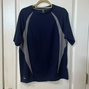 Dri Star Sz M blue and white, short sleeve, athletic shirt